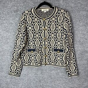Boden Navy and Cream Patterned Cardigan